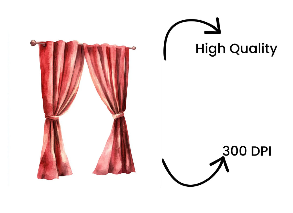 Elegant Red Curtains Clipart Bundle