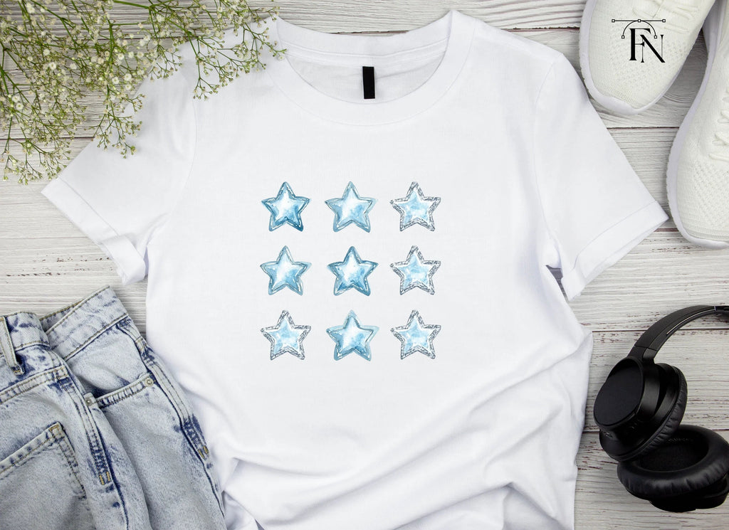 Sparkling Blue Star Gemstone Clipart Bundle