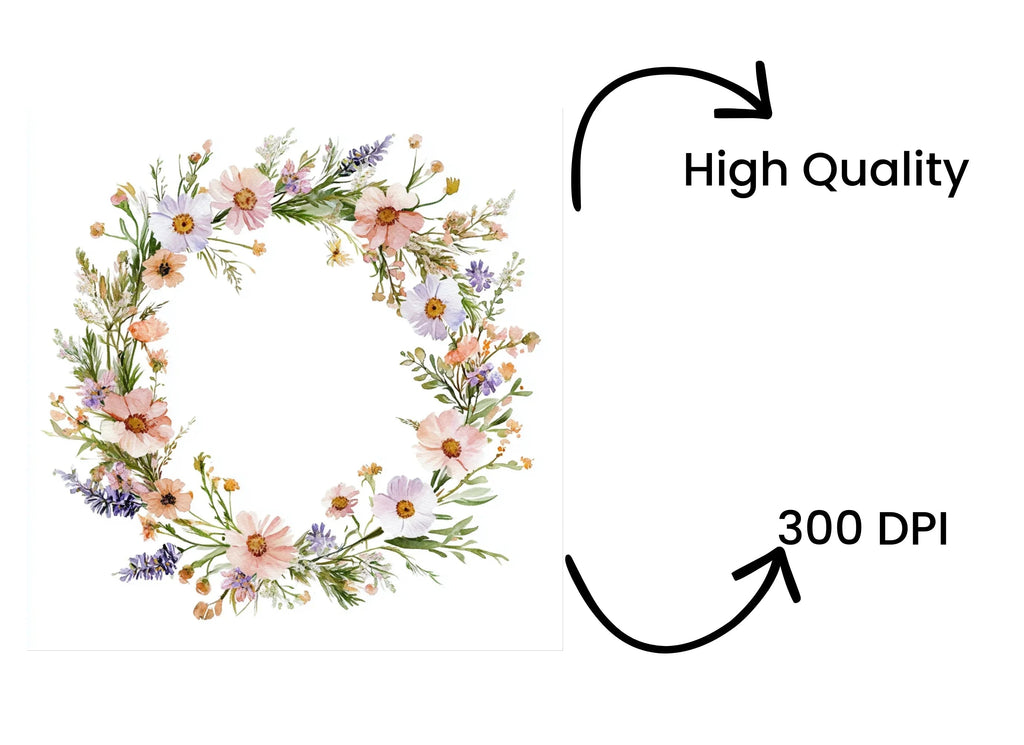 Pastel Floral Wreaths Clipart Bundle