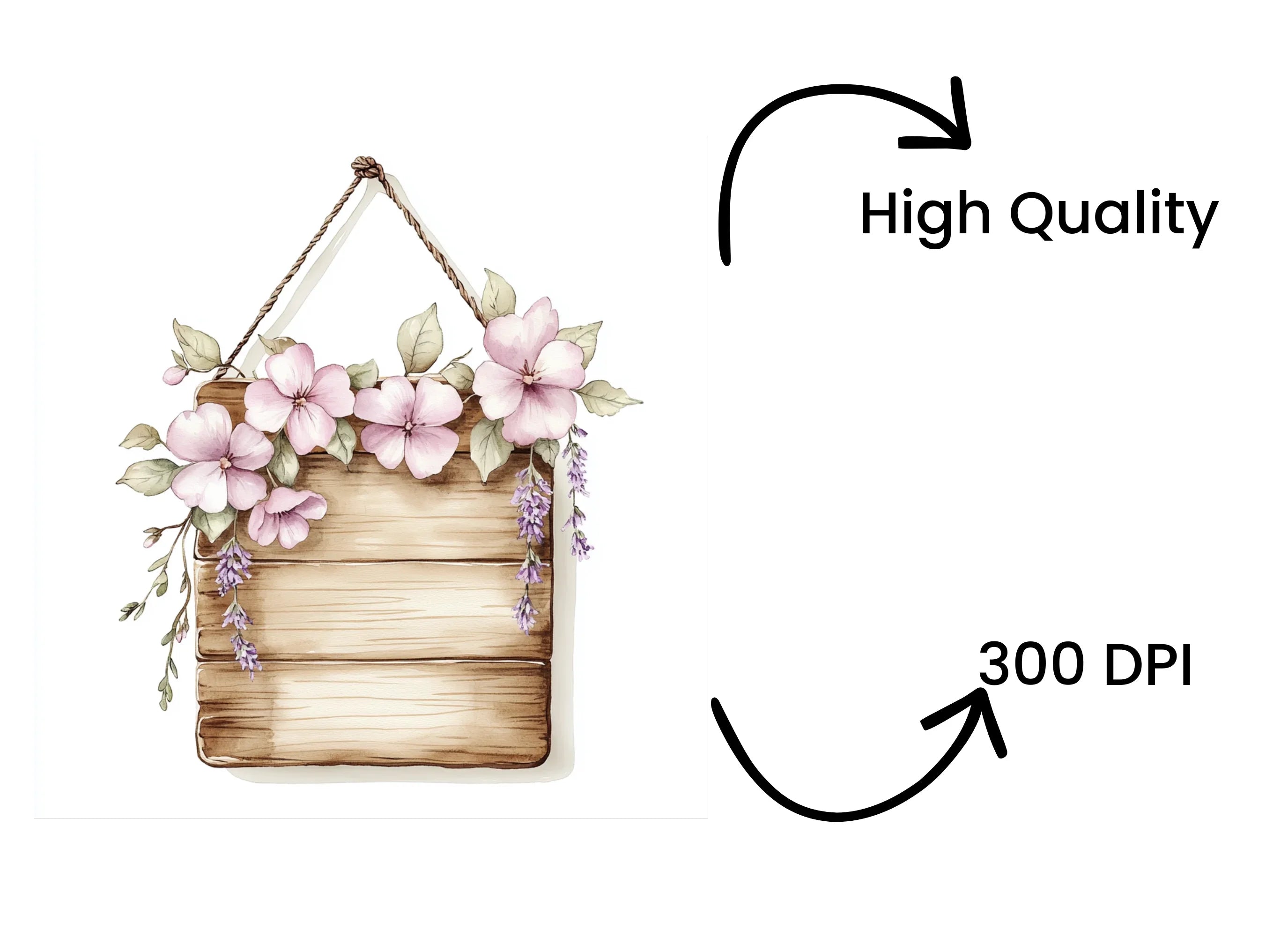 Floral Wooden Signs Clipart Bundle