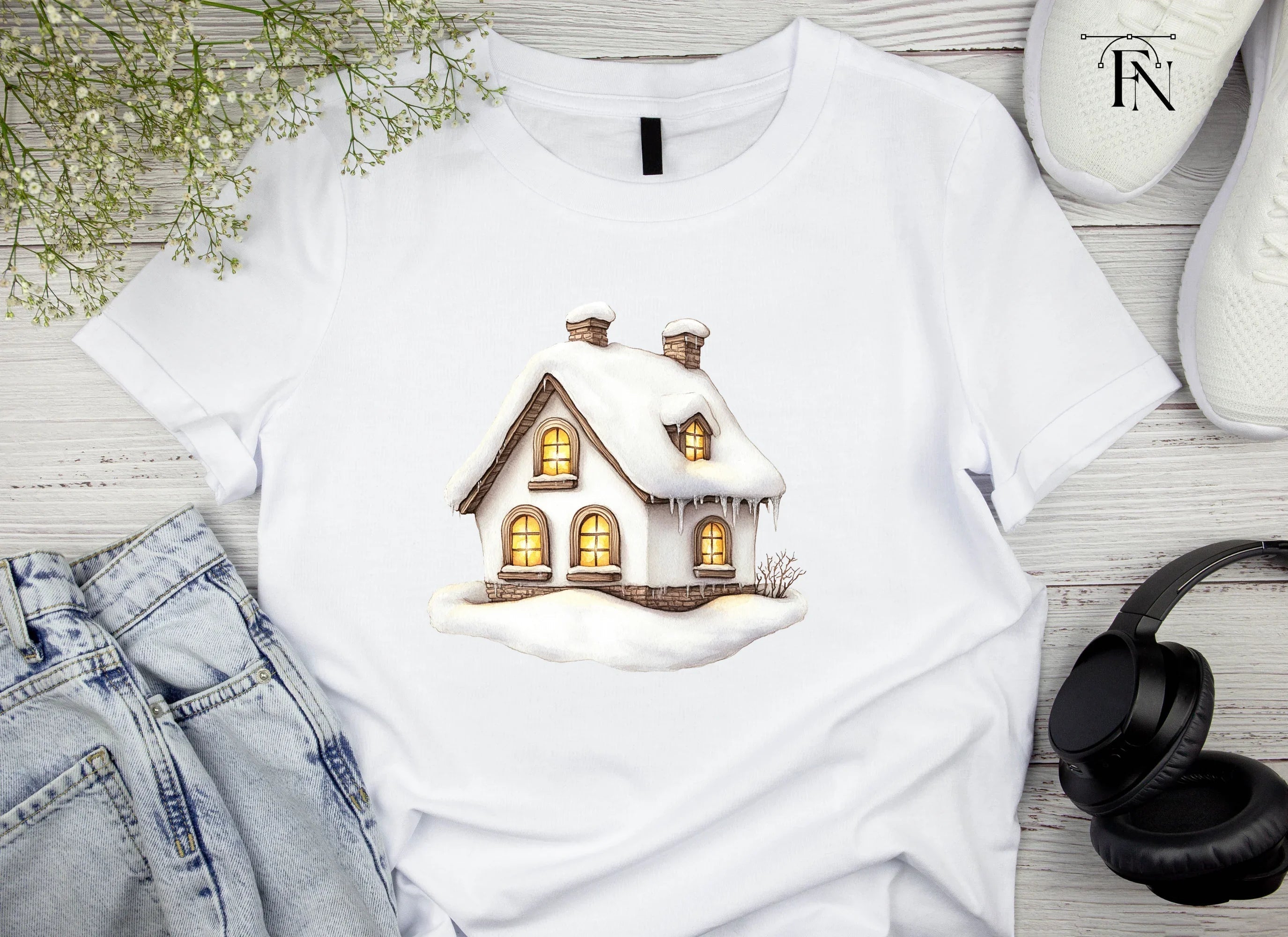 Cozy Winter Cottage Clipart Bundle