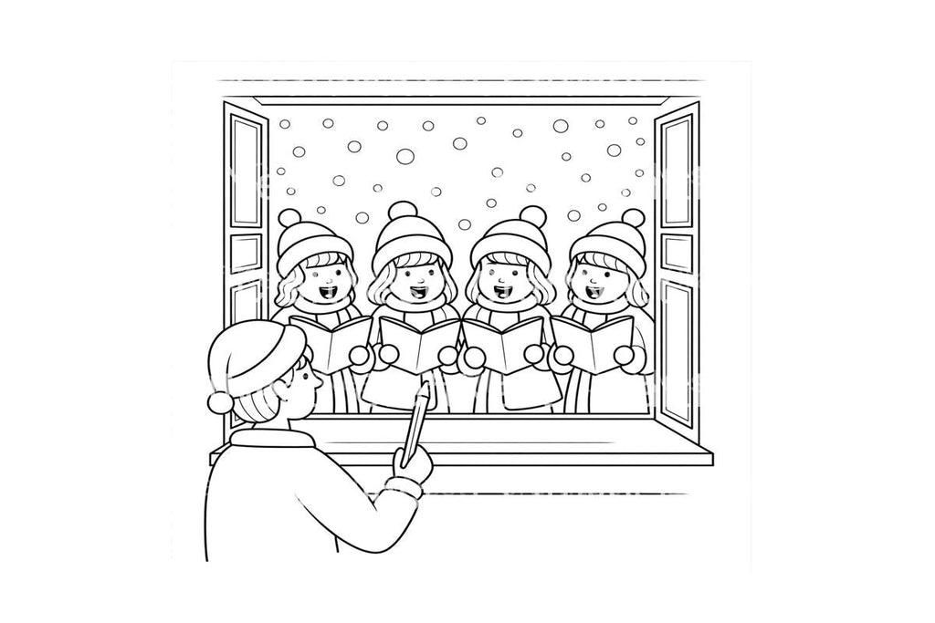 Christmas Carolers Winter Scene Coloring Books