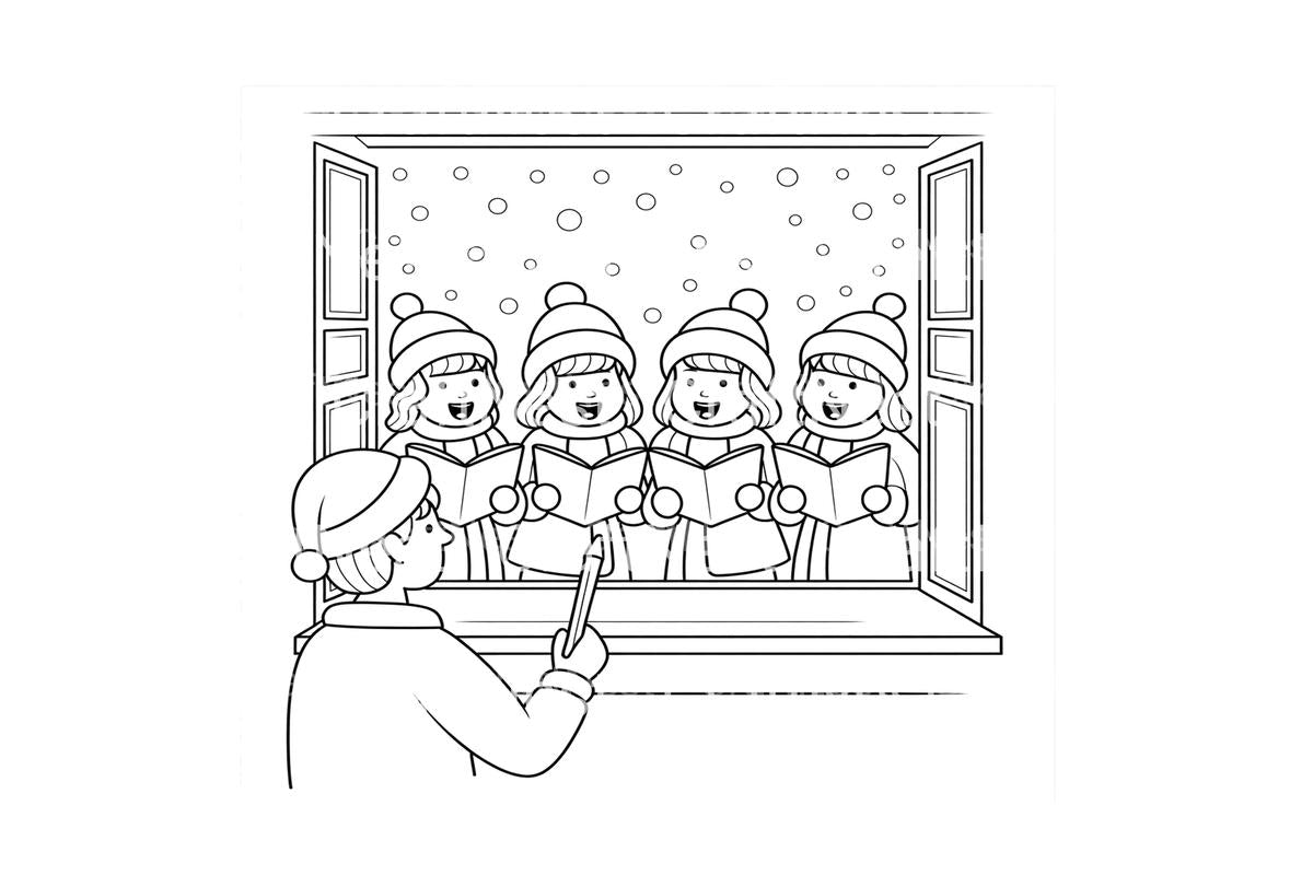 Christmas Carolers Winter Scene Coloring Books