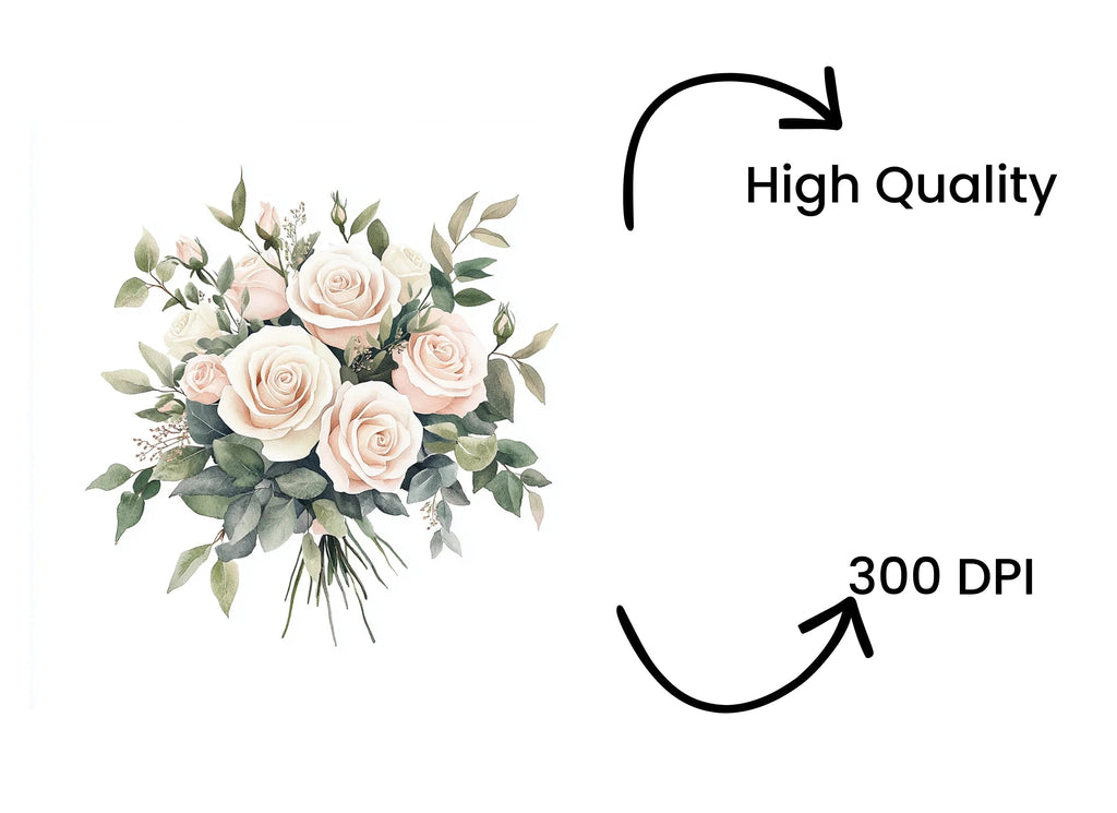 Elegant Rose Bouquet Clipart Bundle