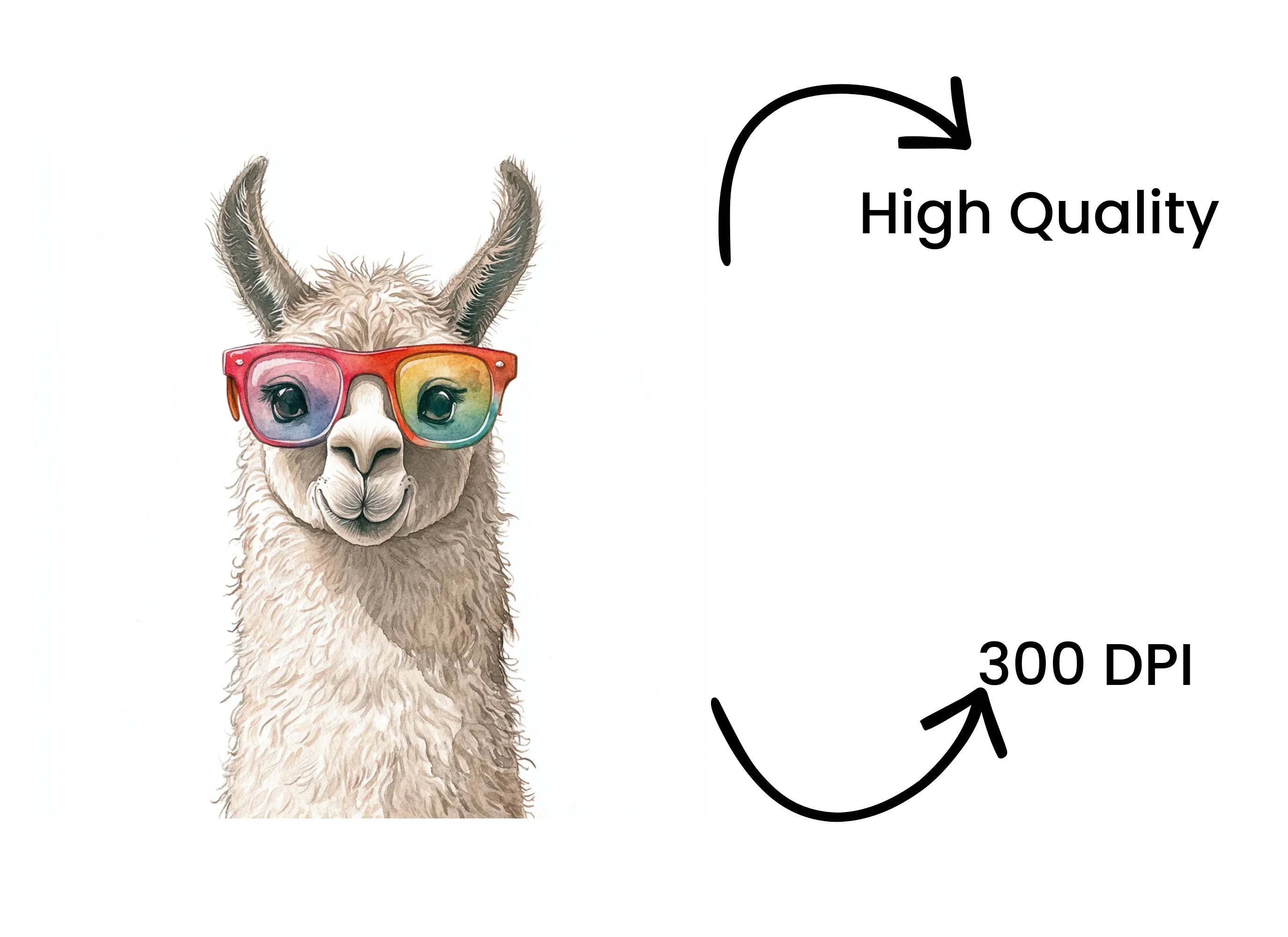 Cool Llama With Glasses Clipart Bundle