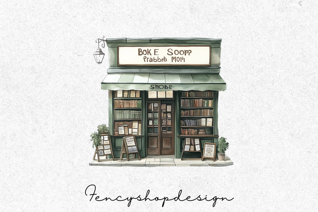 Vintage Bookshop Clipart Bundle