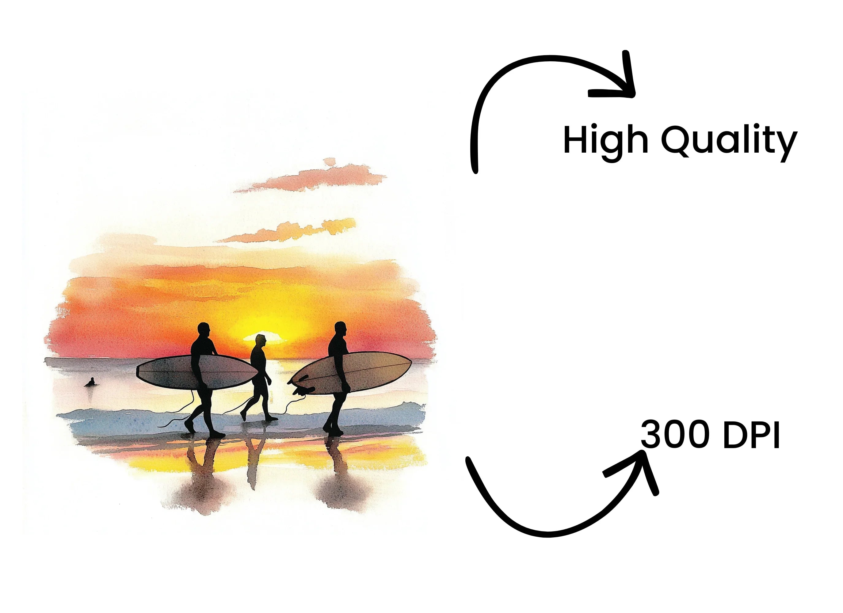 Surfers Sunset Beach Clipart Bundle