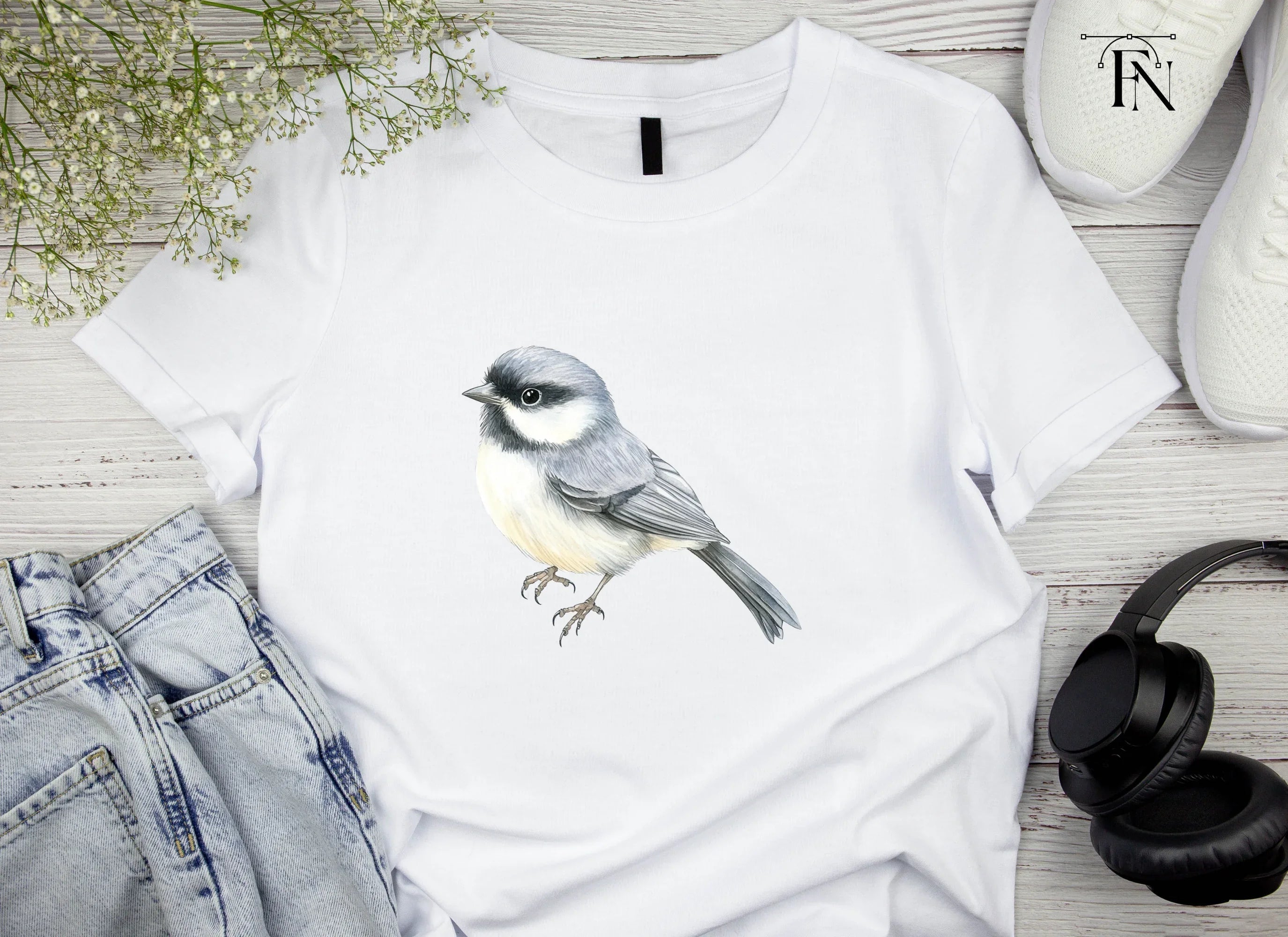 Elegant Grey Chickadee Bird Clipart Bundle