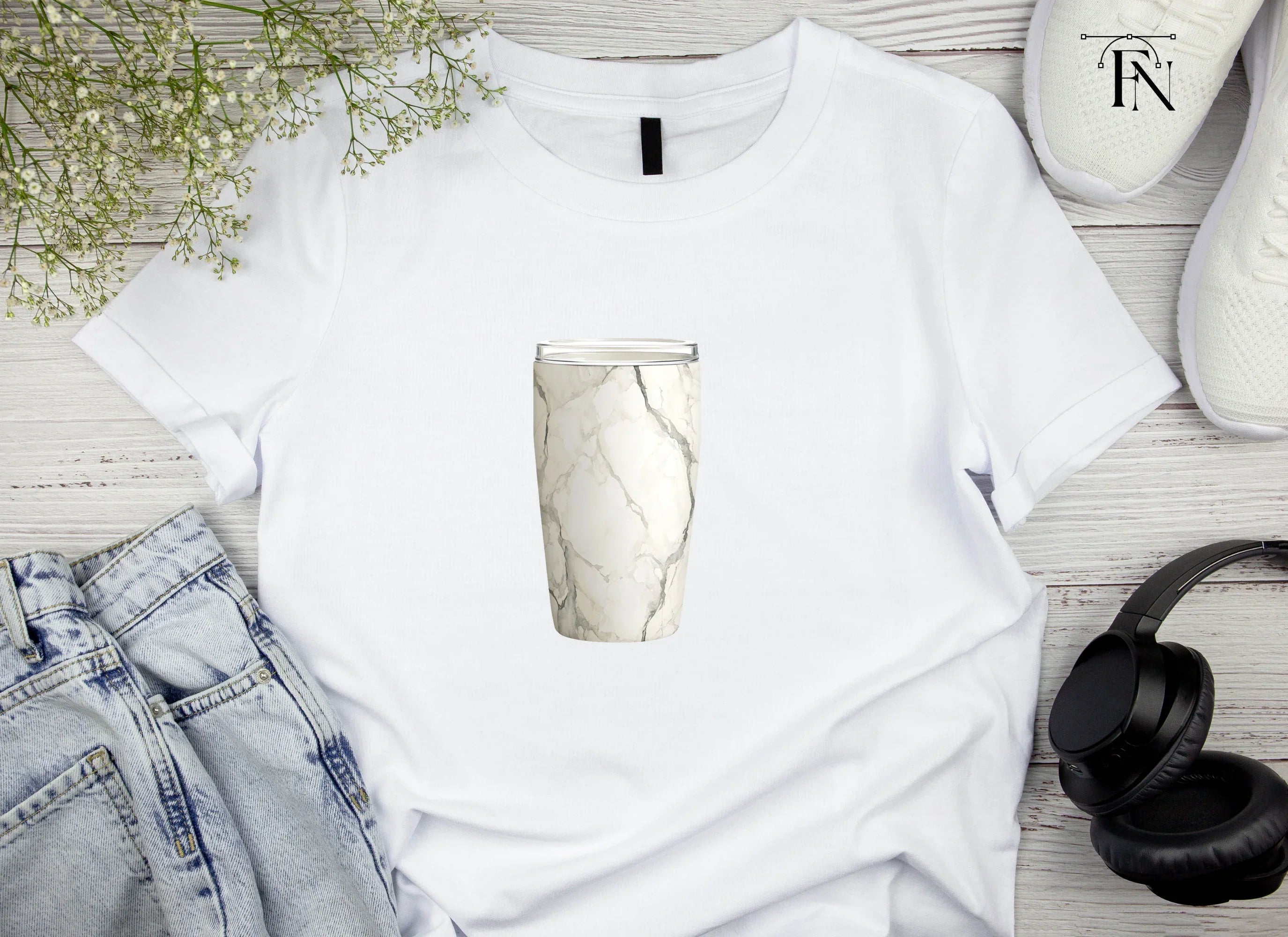 Chic White Marble Tumbler Clipart Bundle