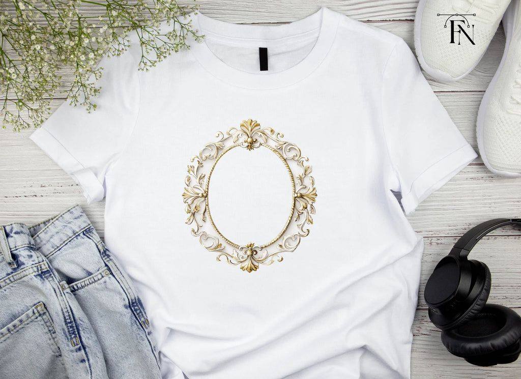 White Gold Ornate Oval Frame Clipart Bundle