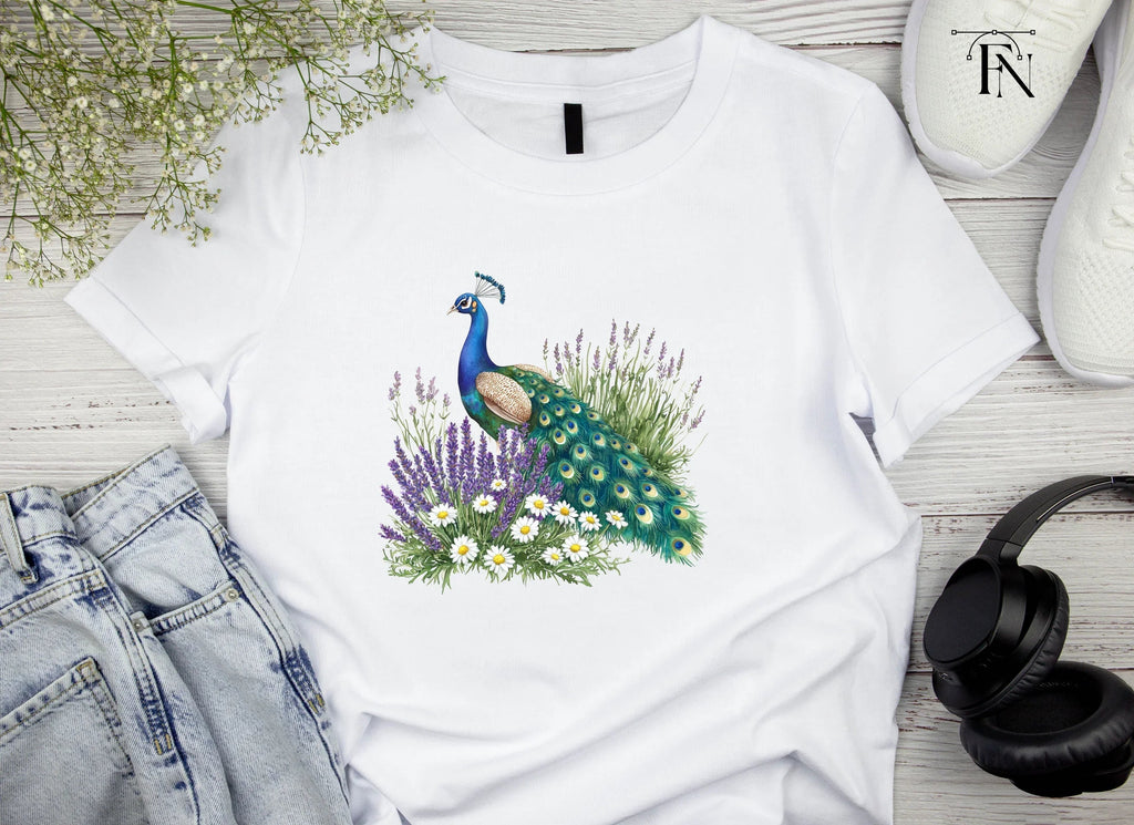 Peacock with Lavender and Daisies Clipart Bundle