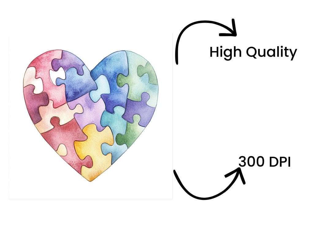 Autism Puzzle Heart Clipart Bundle