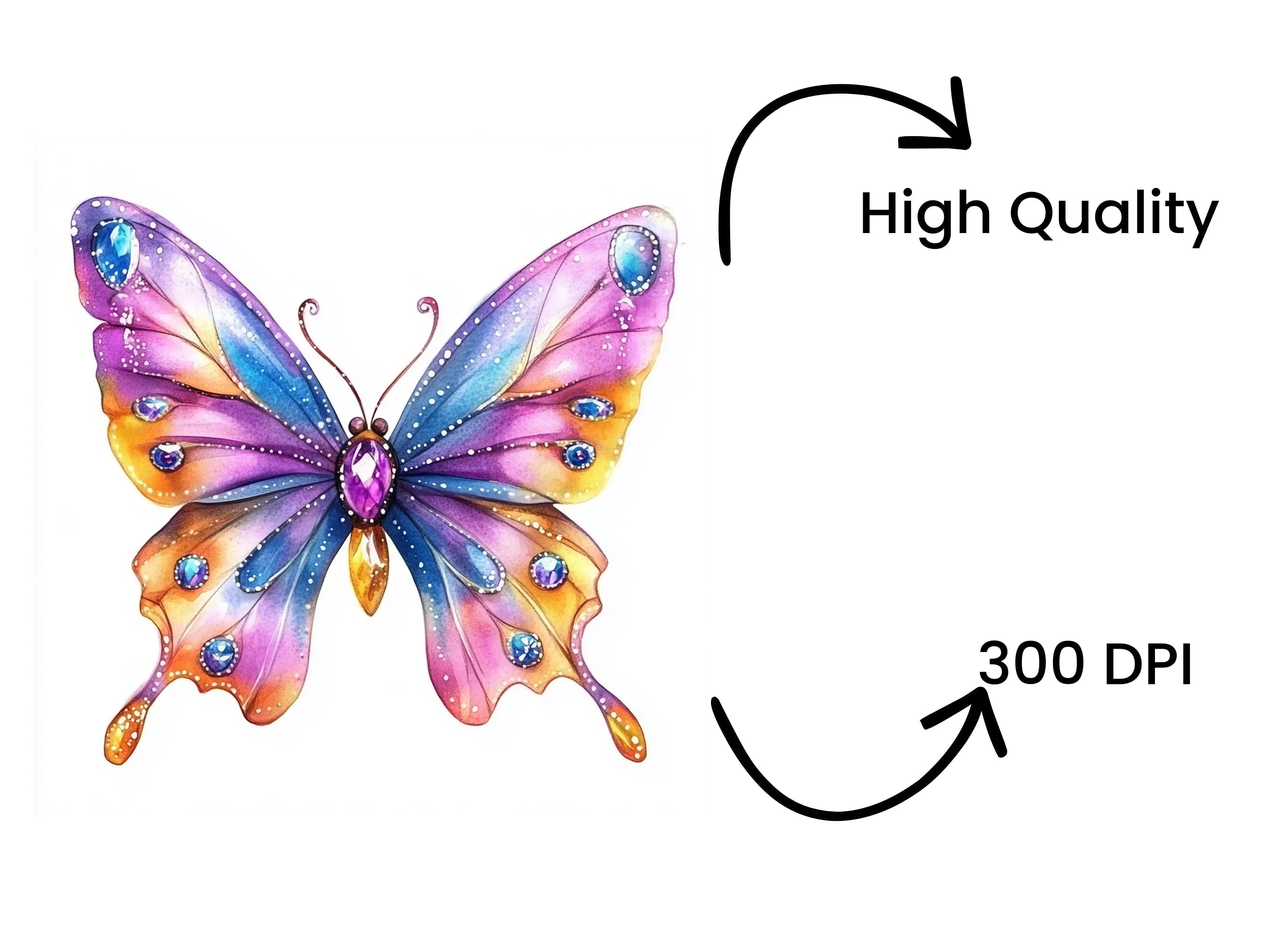 Jeweled Butterfly Clipart Bundle
