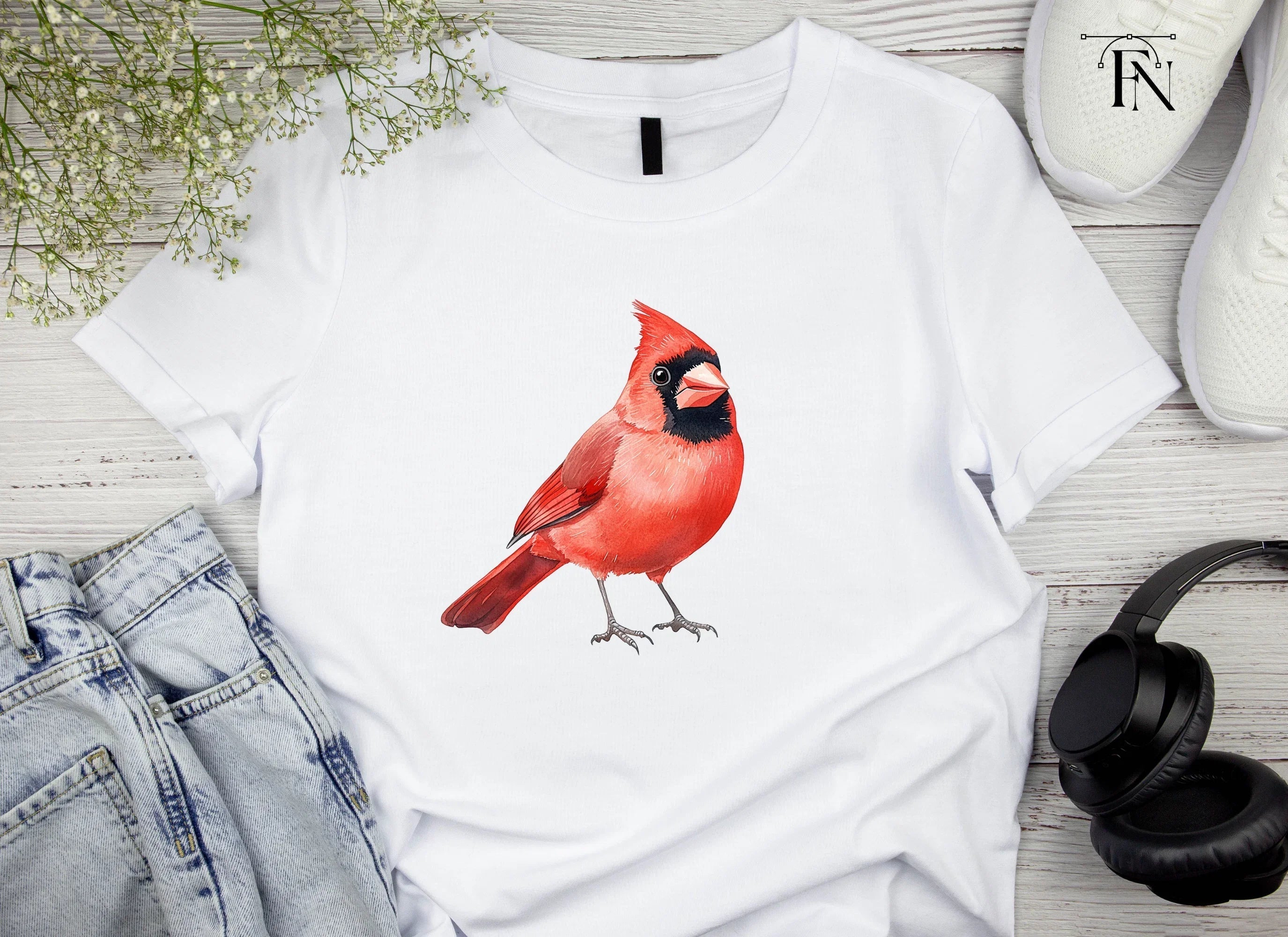Realistic Red Cardinal Bird Clipart Bundle