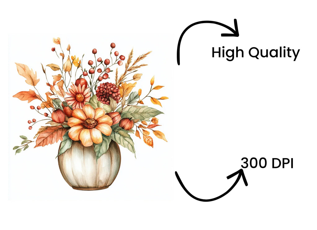 Autumn Pumpkin Floral Clipart Bundle