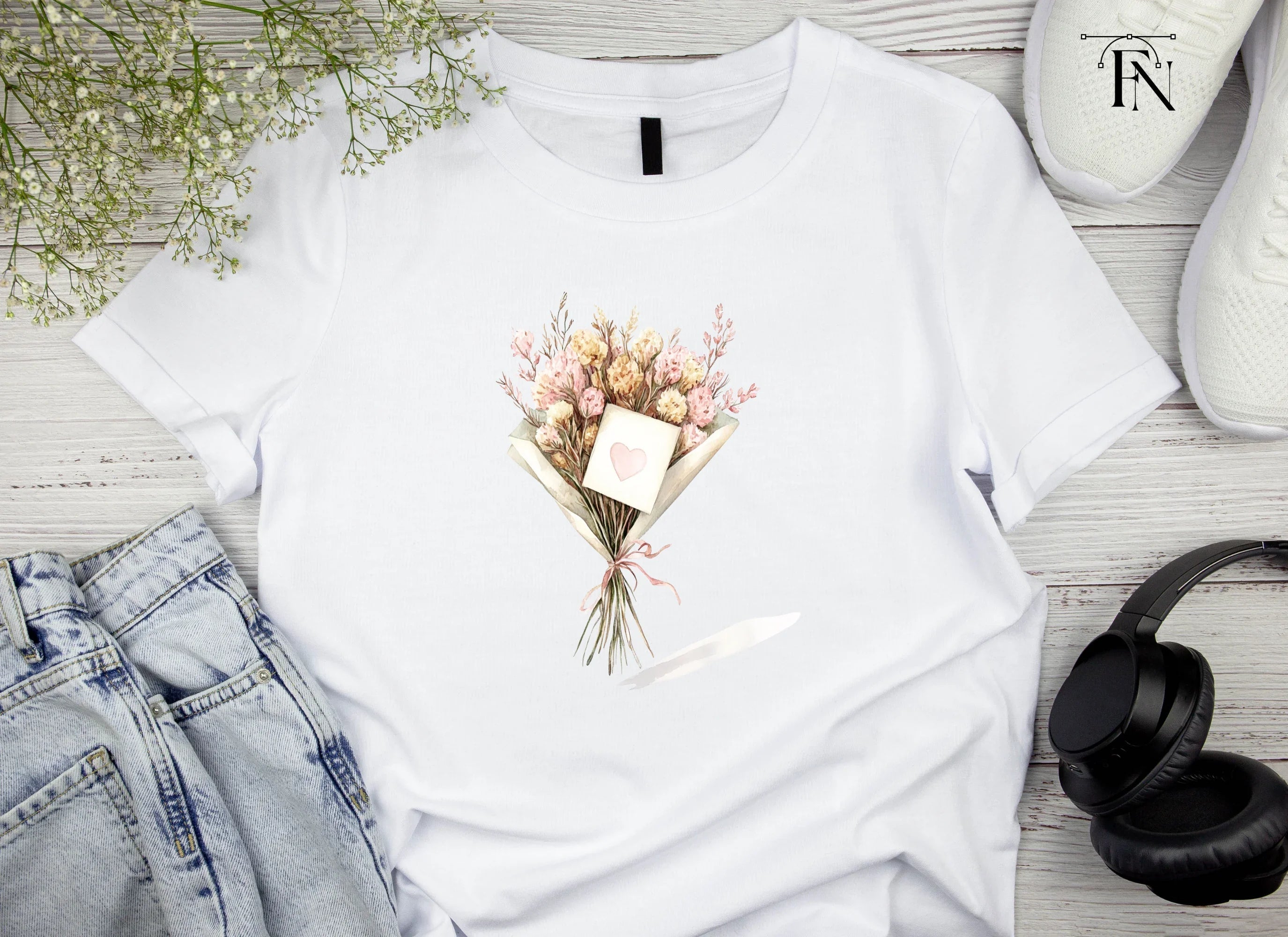 Boho Floral Bouquets Clipart Bundle
