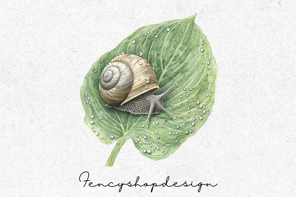 Adorable Snails with Blossoms and Fruit Clipart Bundle
