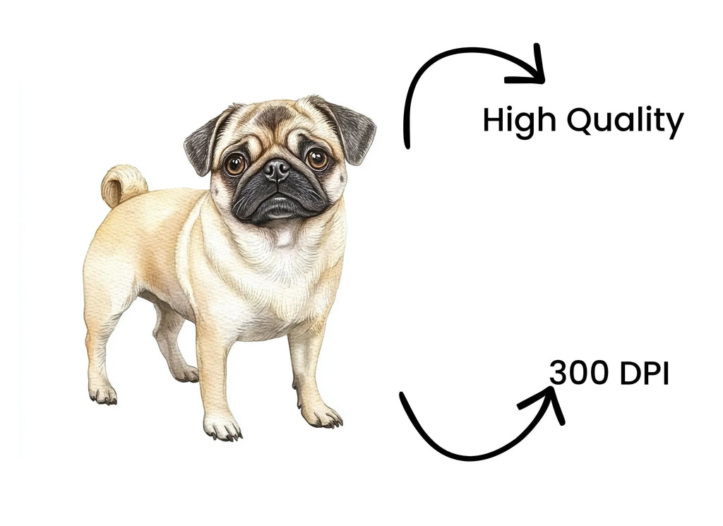 Three Pugs Clipart Bundle