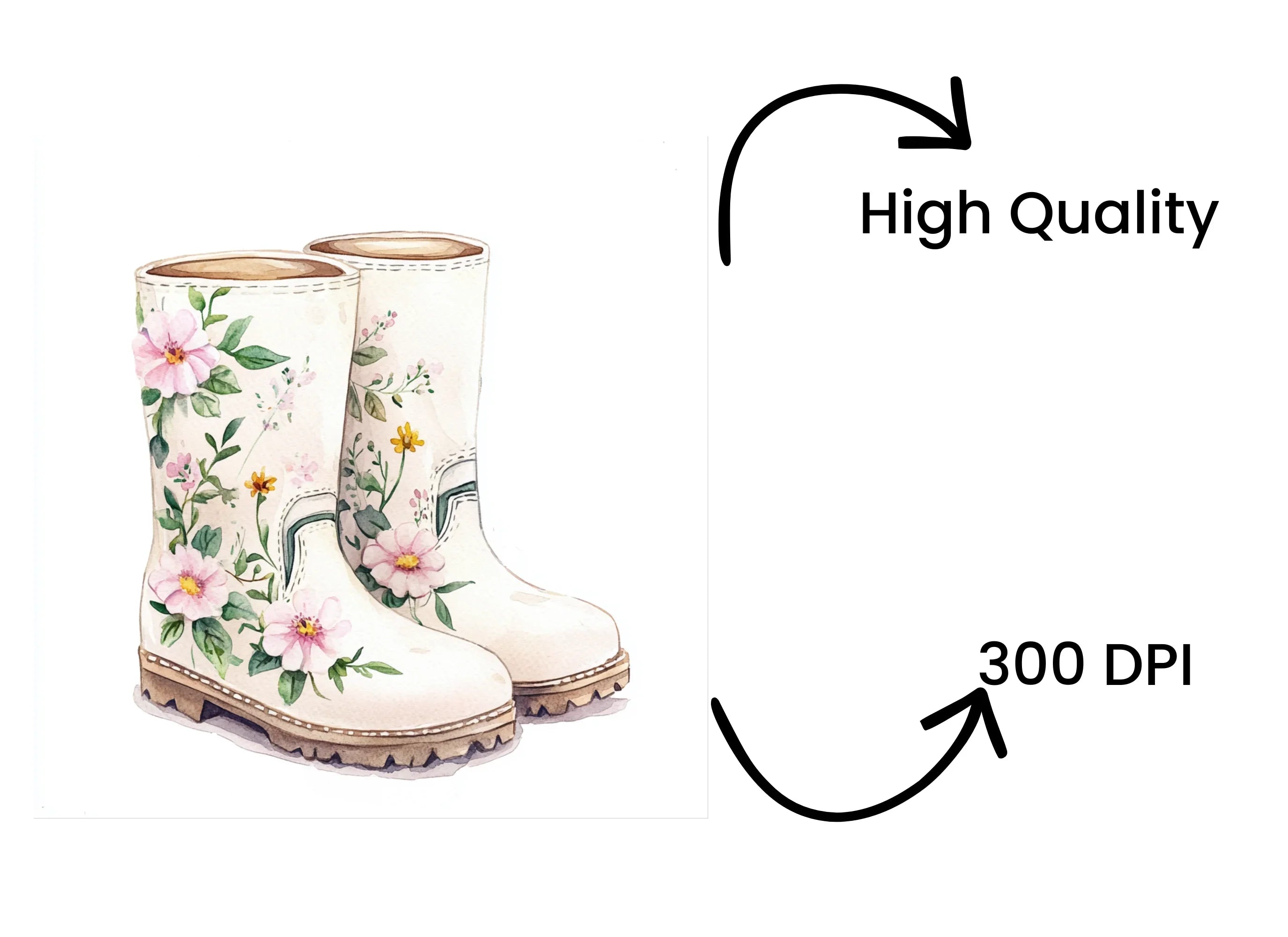 Floral Rain Boots Clipart Bundle
