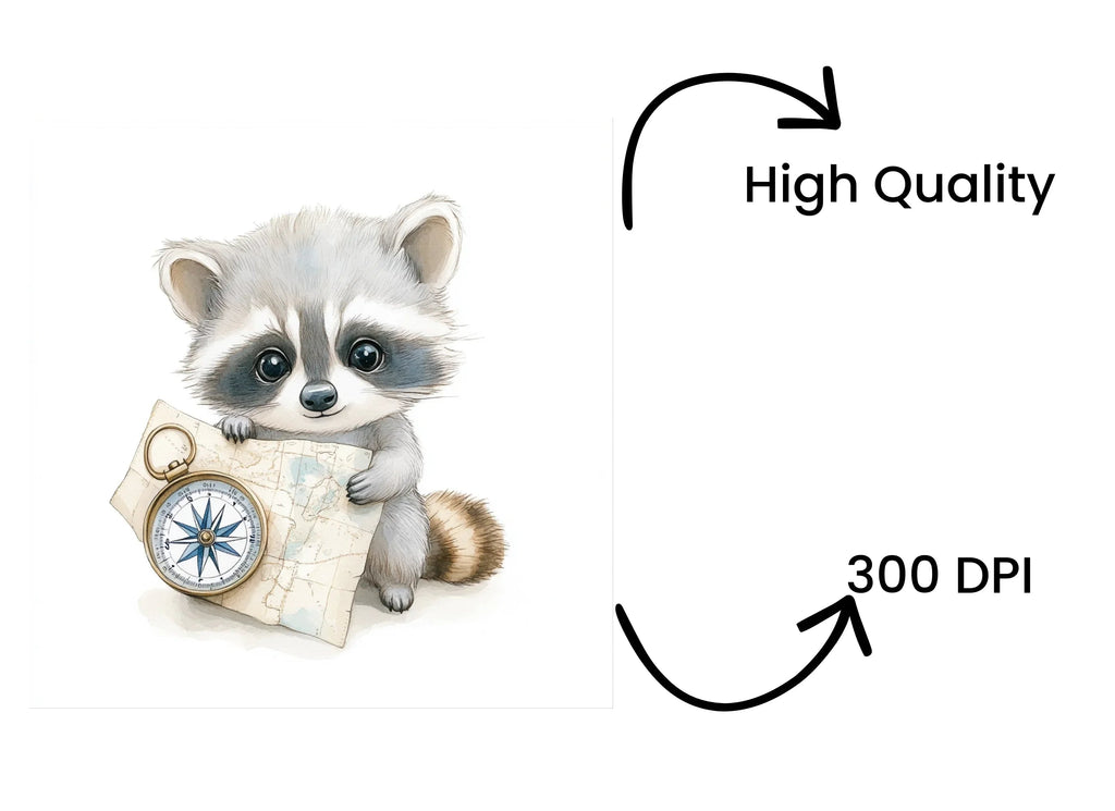 Cute Raccoon Explorer Clipart Bundle