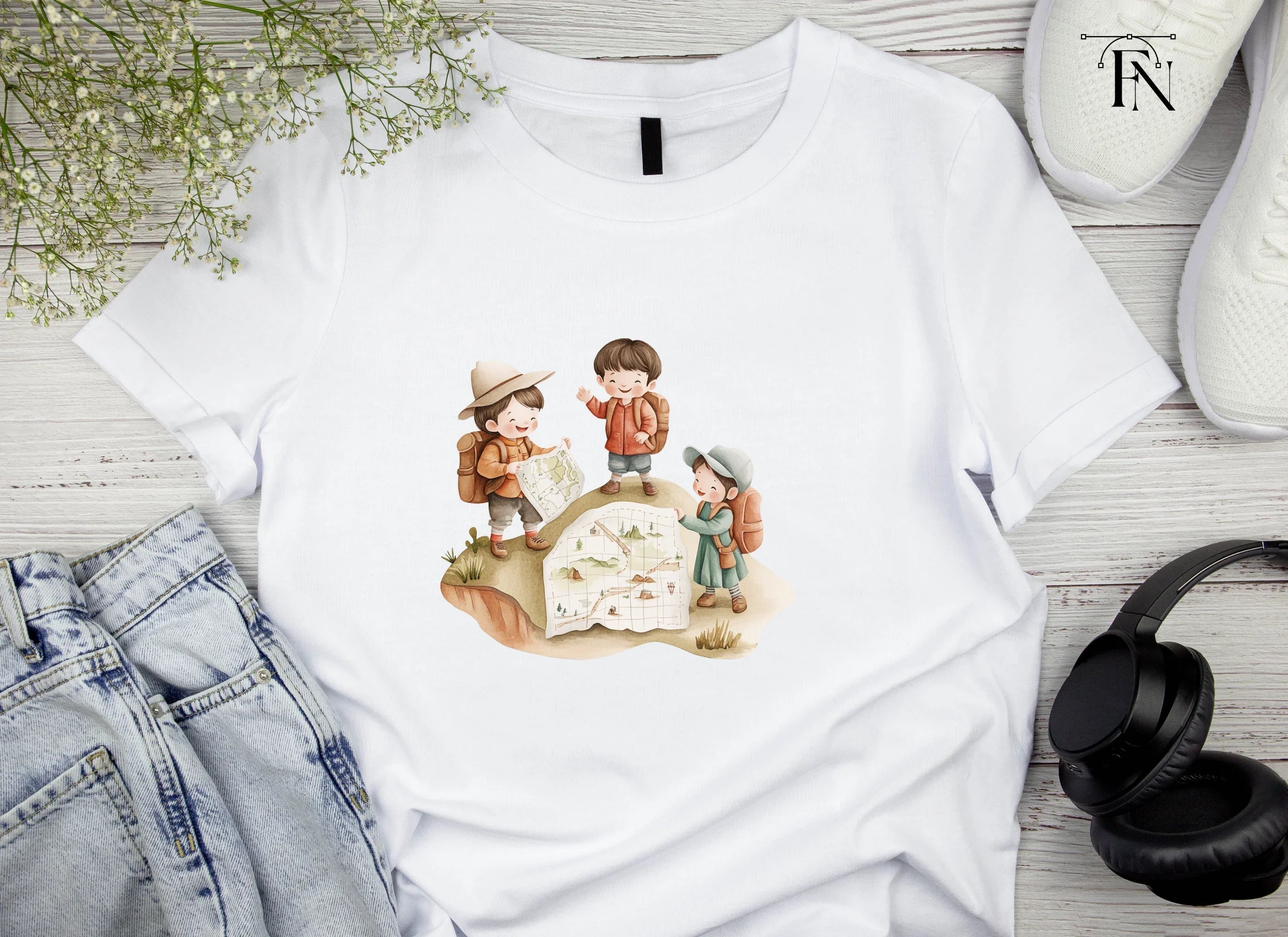 Happy Kids Exploring Map Clipart Bundle