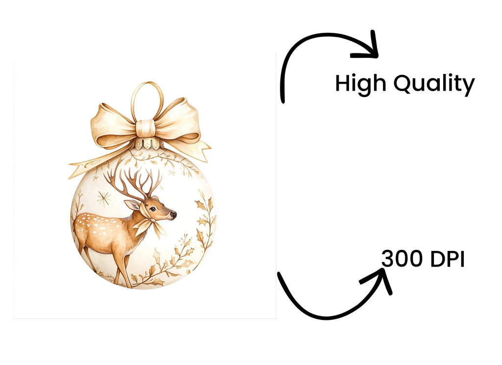 Christmas Deer Ornament Clipart Bundle