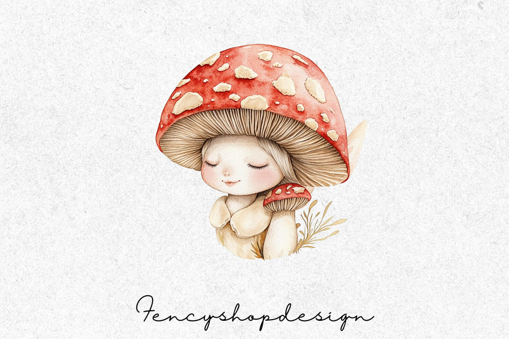 Whimsical Mushroom Toadstool Clipart Bundle