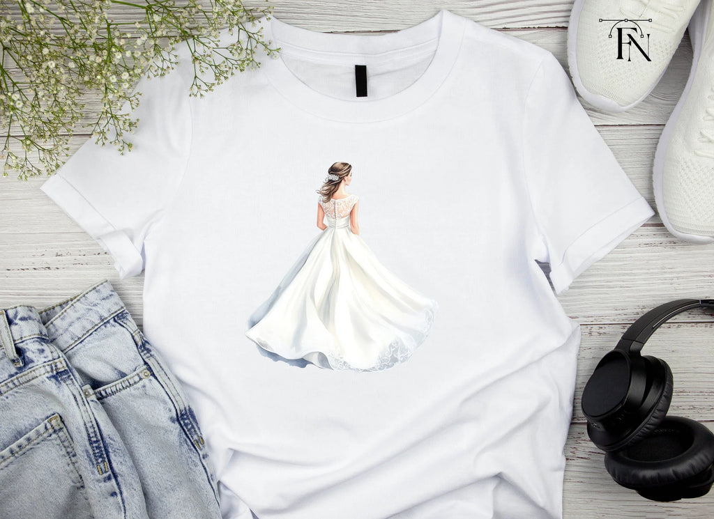 Elegant Wedding Dress Back View Clipart Bundle