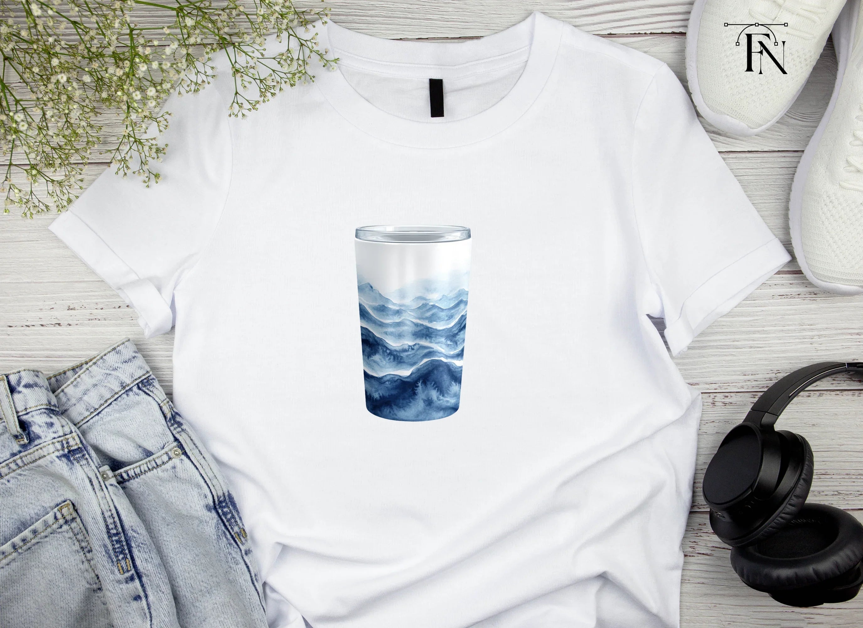 Blue Waves Tumbler Clipart Bundle
