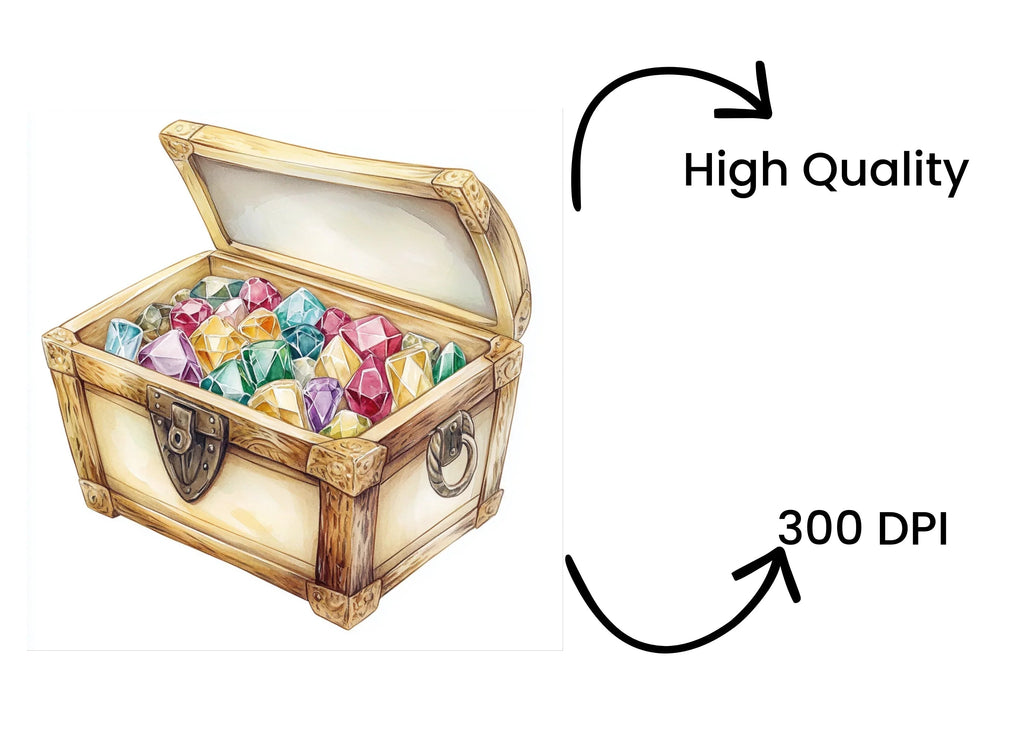 Vintage Treasure Chests with Jewels Clipart Bundle