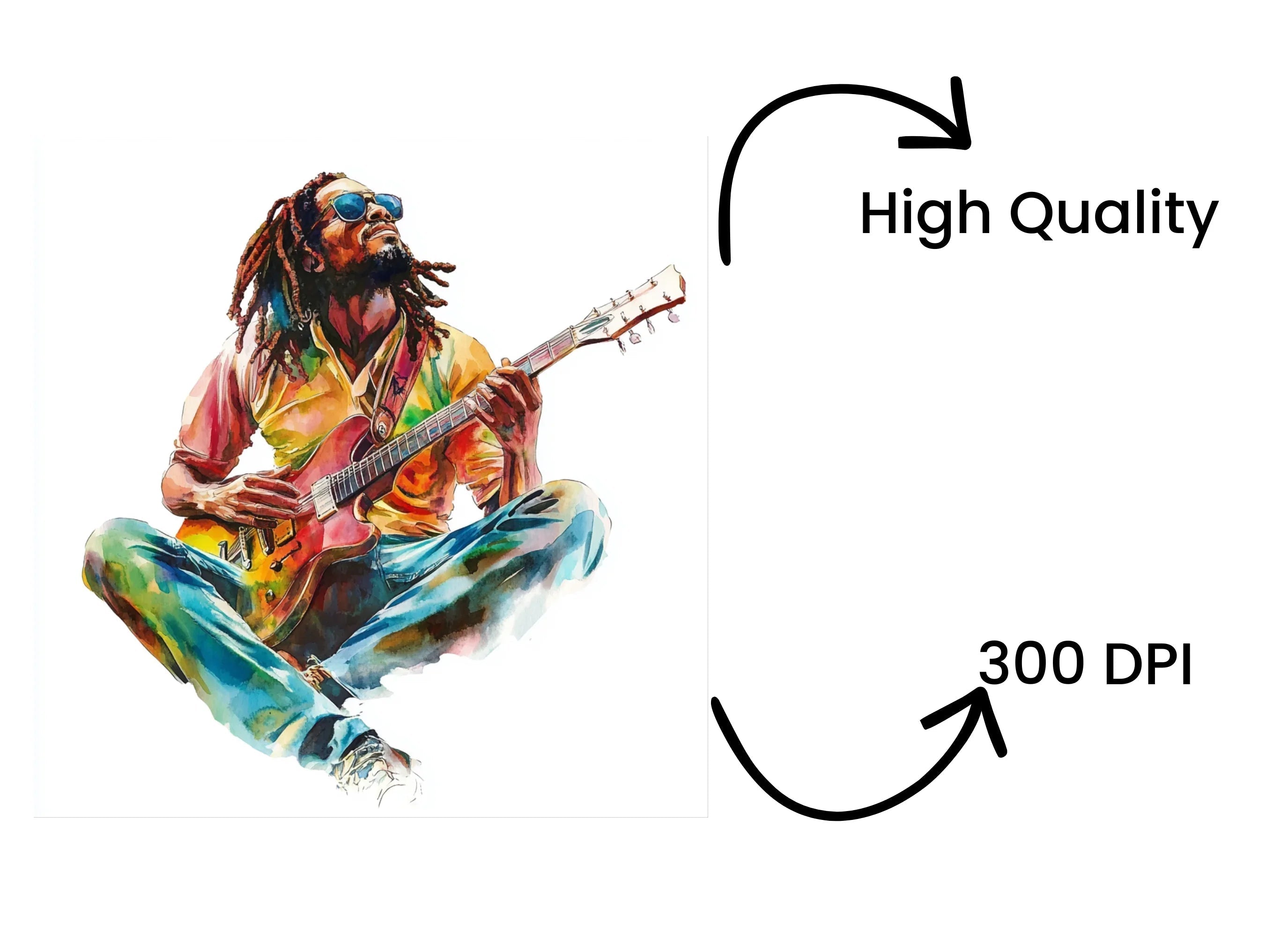 Reggae Guitarists Clipart Bundle