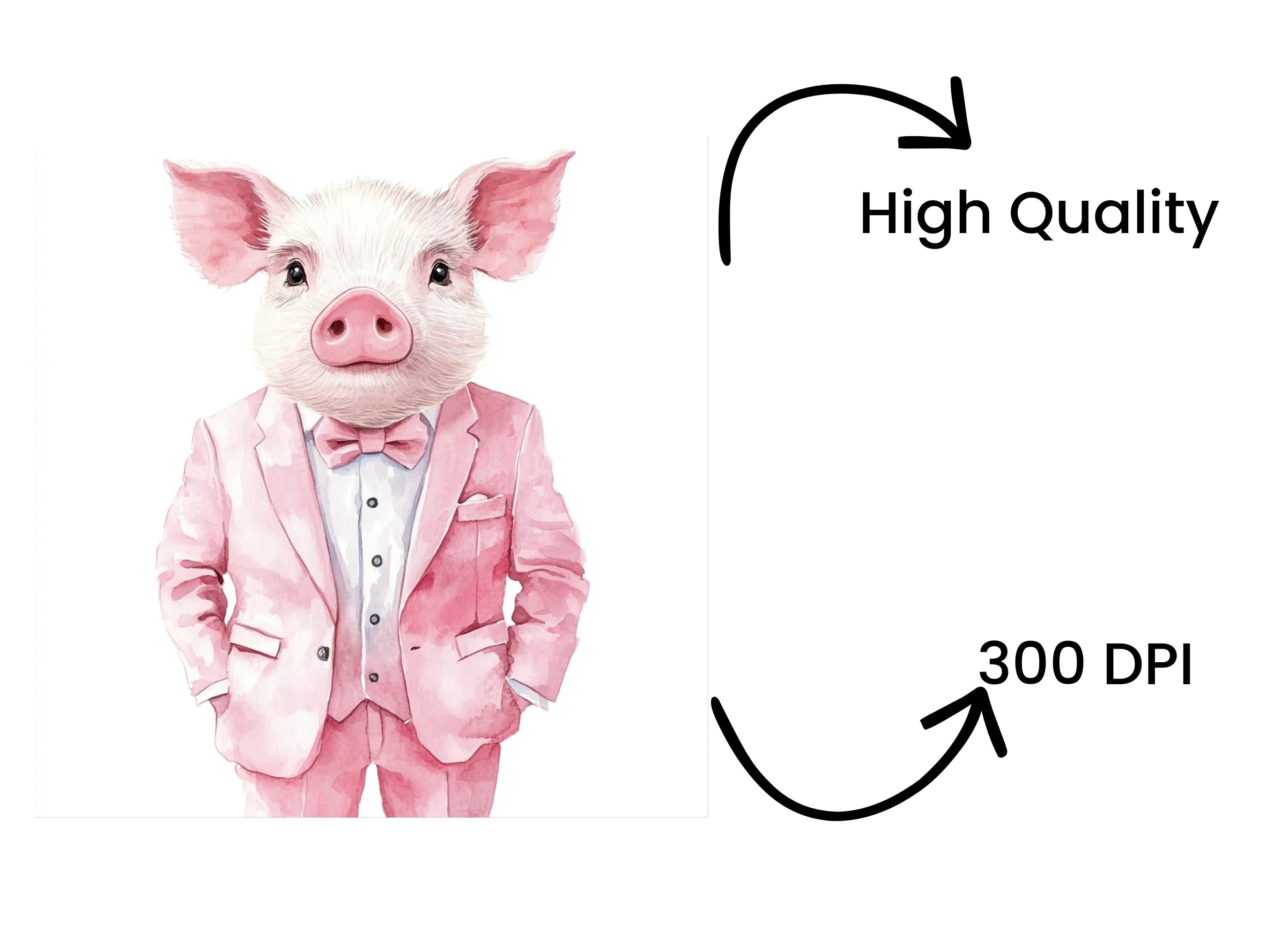 Dapper Pig in Suit Clipart Bundle
