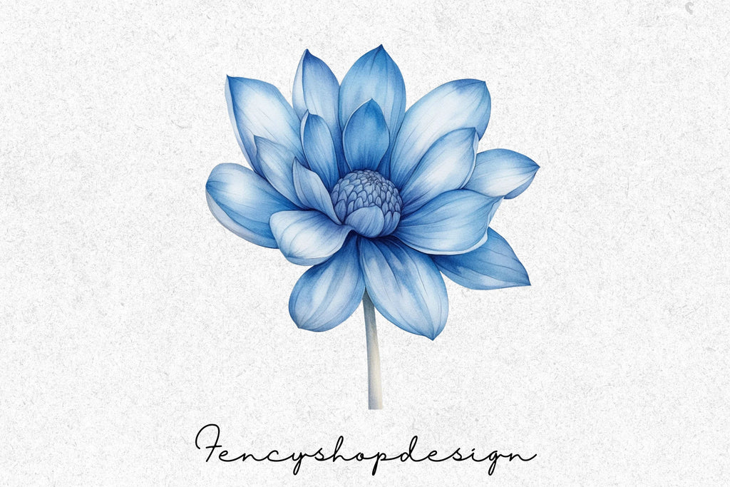 Elegant Blue Floral Clipart Bundle