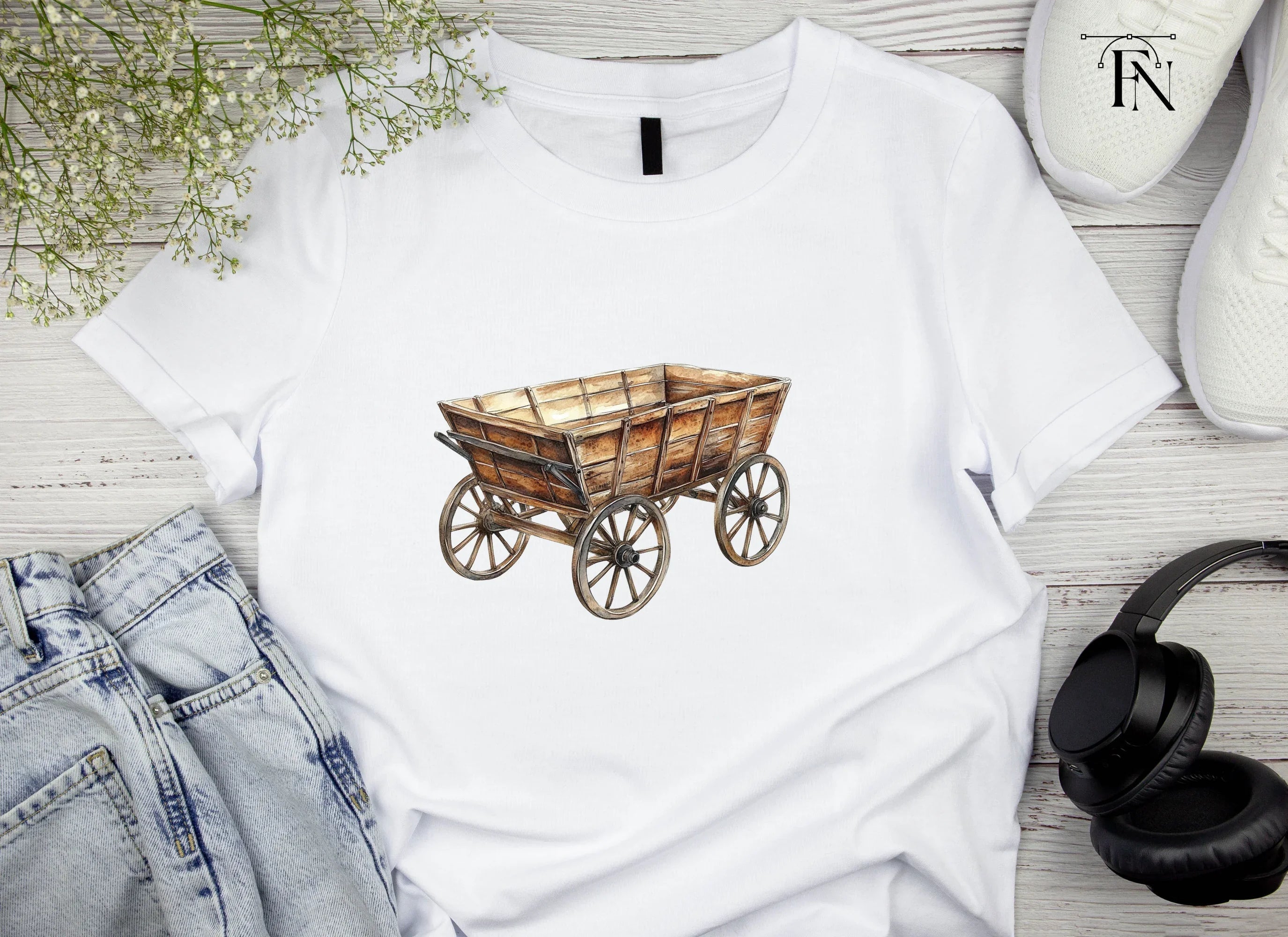 Single Wooden Wagon Clipart Bundle
