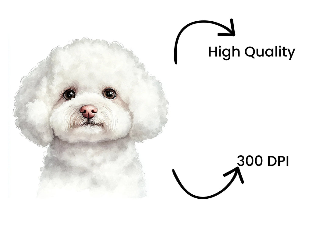 Bichon Frise Puppy Face Clipart Bundle