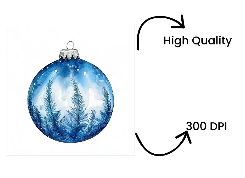 Blue Christmas Ornaments Clipart Bundle