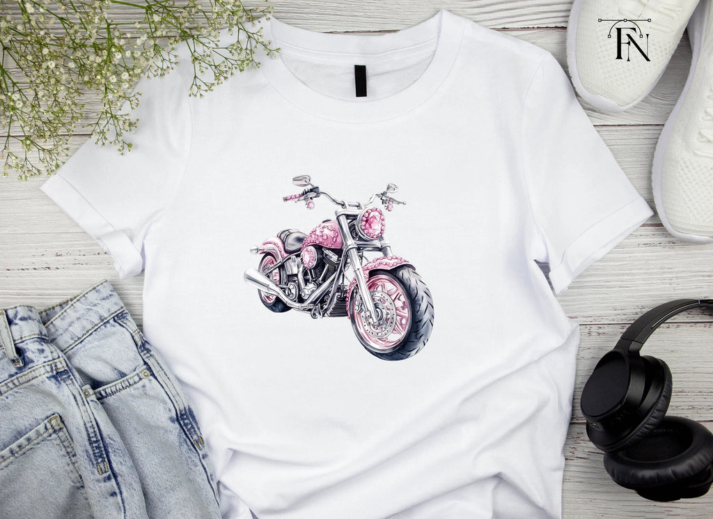 Pink Gemstone Motorcycle Clipart Bundle
