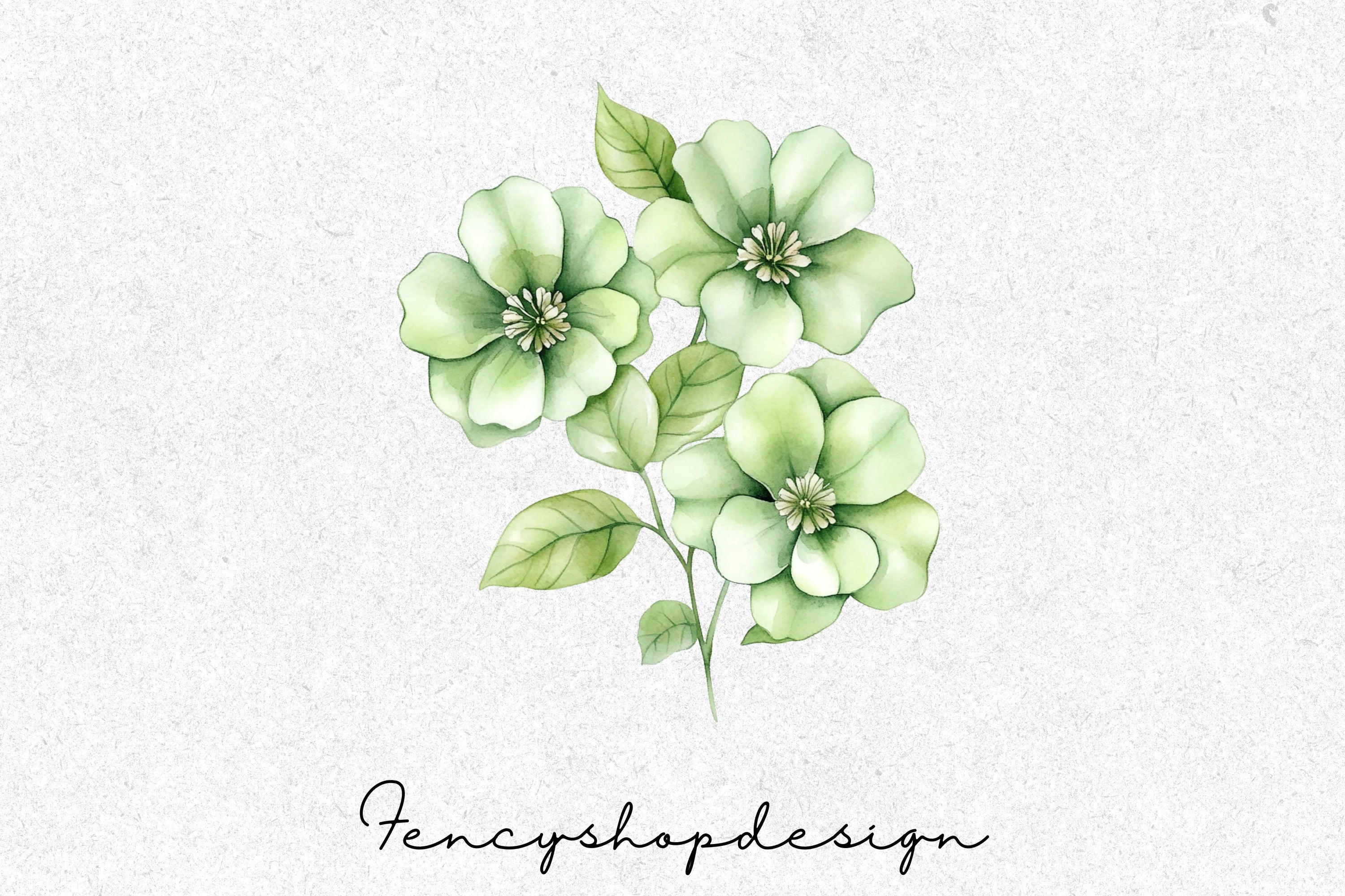 Soft Green Floral Succulent Clipart Bundle