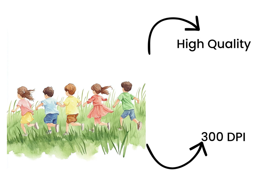 Kids Running in Grass Clipart Bundle