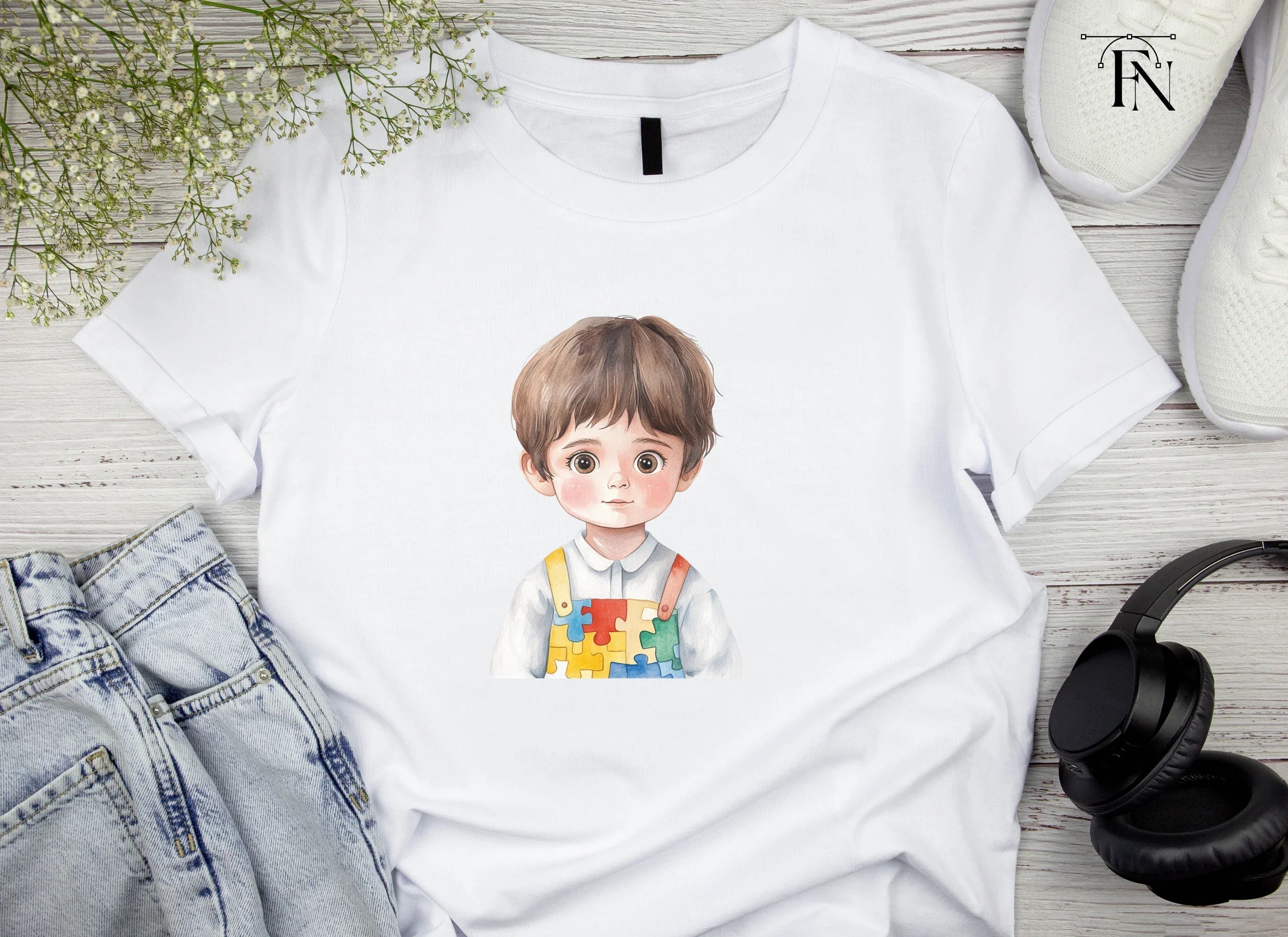 Cute Boys in Puzzle Overalls Clipart Bundle