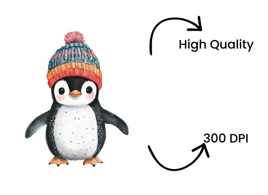 Cute Penguin Winter Hat Clipart Bundle