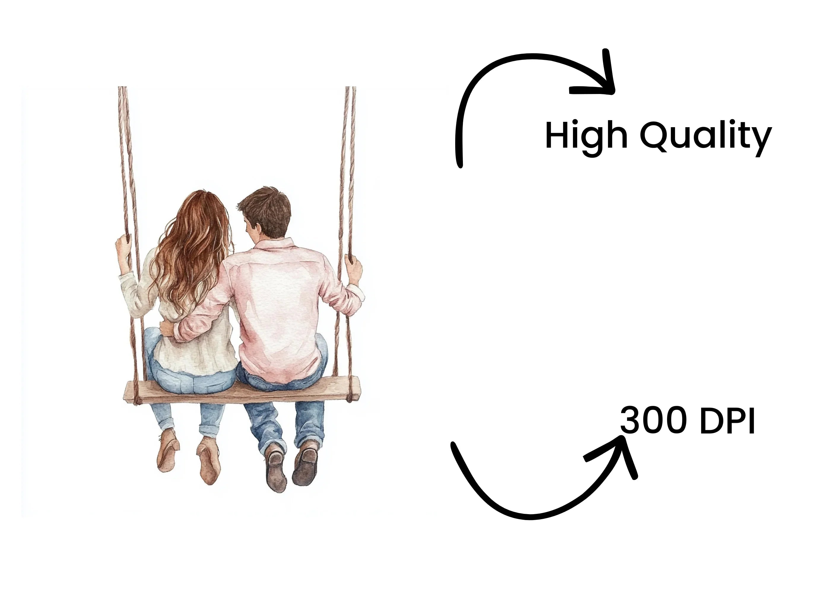 Romantic Couple on Swing Clipart Bundle