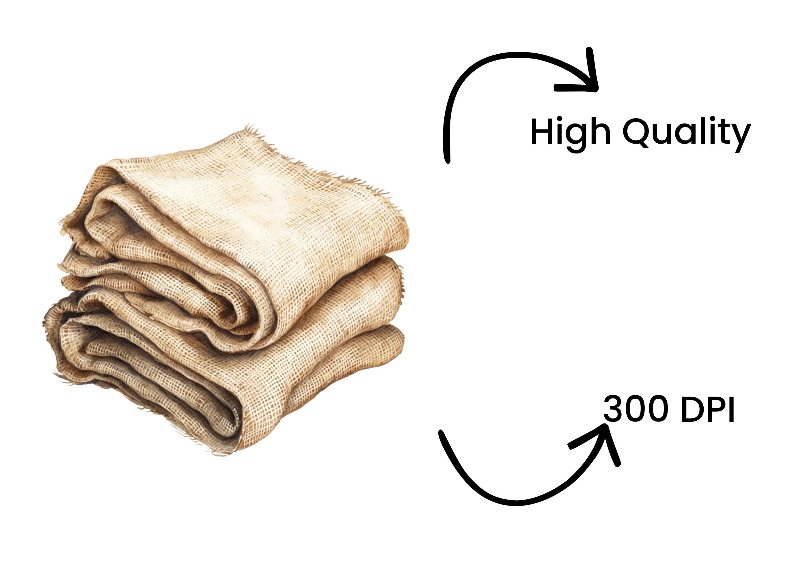 Rustic Burlap Fabric Stack Clipart Bundle