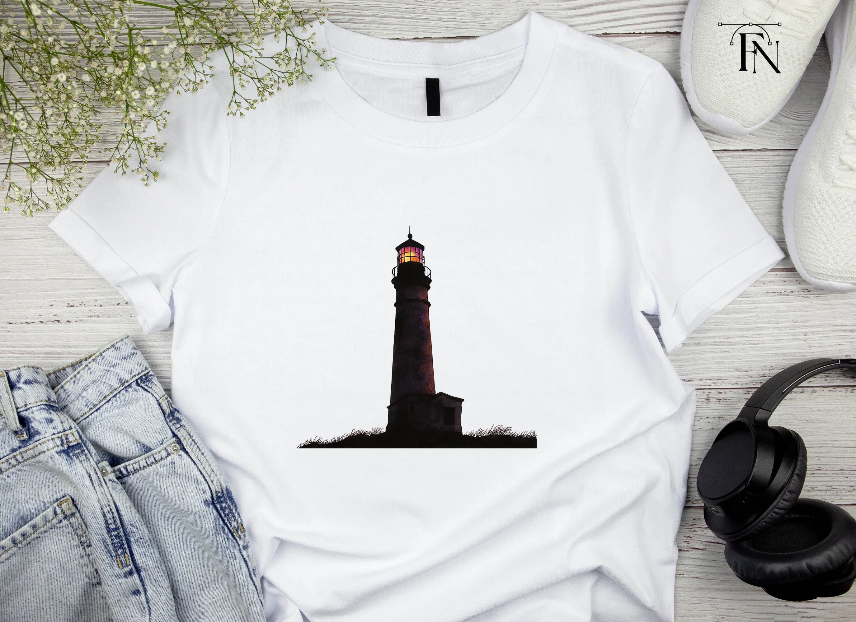 Night Lighthouse Silhouette Clipart Bundle