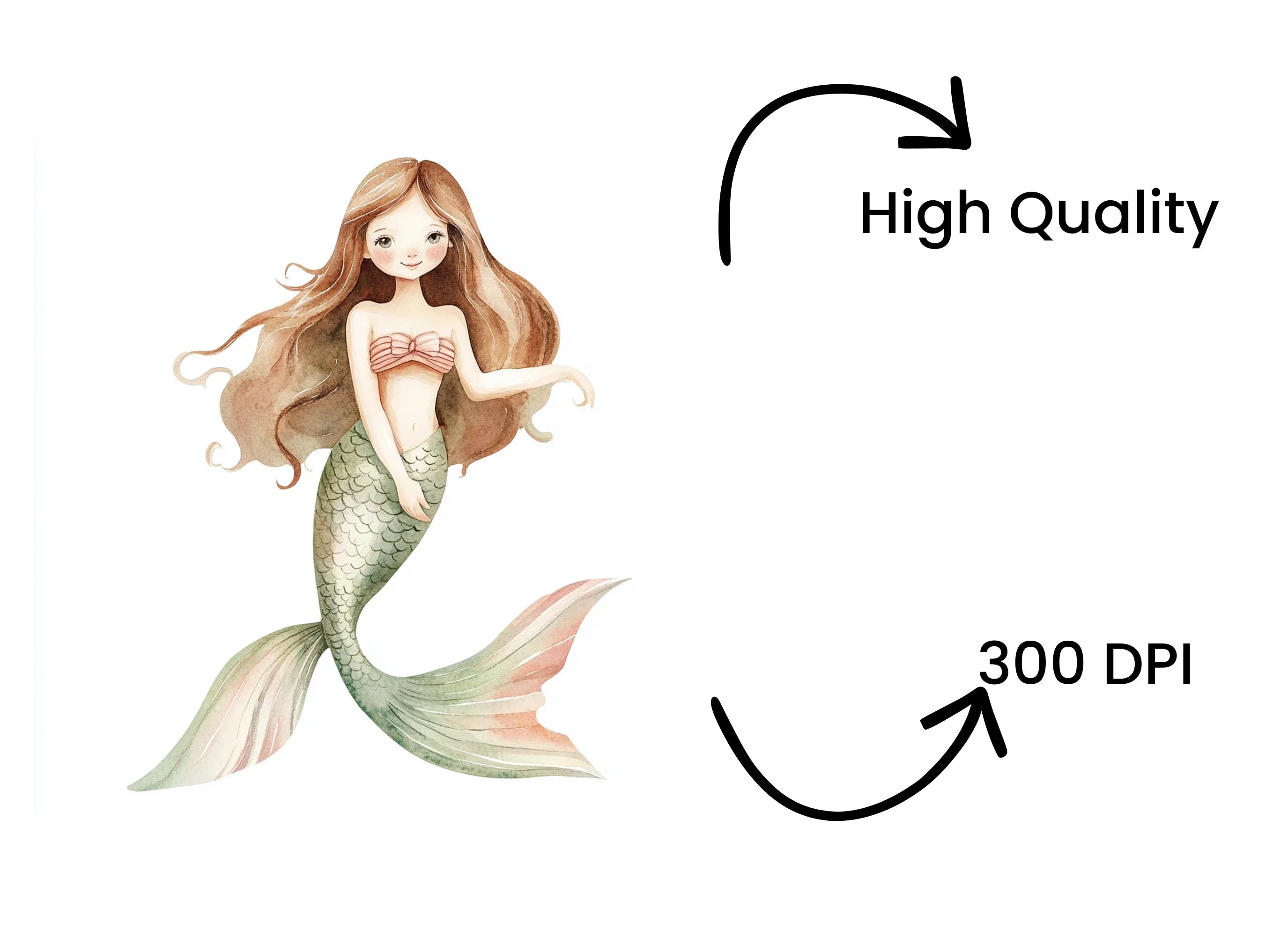 Cute Mermaid Clipart Bundle