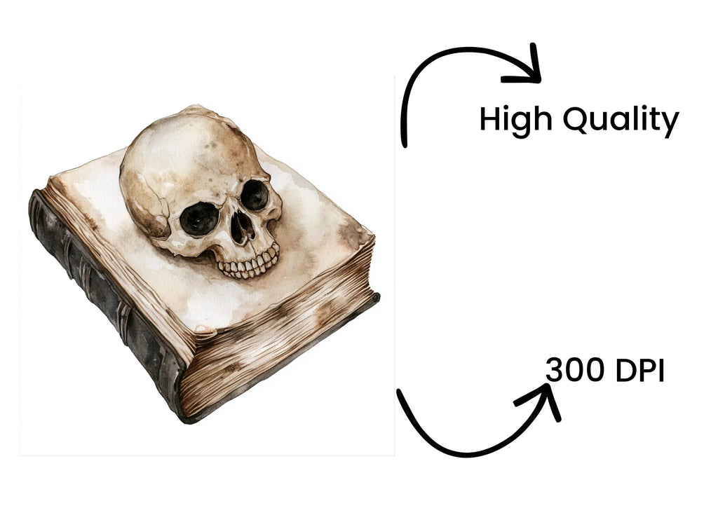 Enchanted Skull Spellbook Clipart Bundle