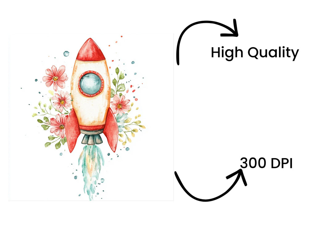 Whimsical Space Adventure Floral Clipart Bundle