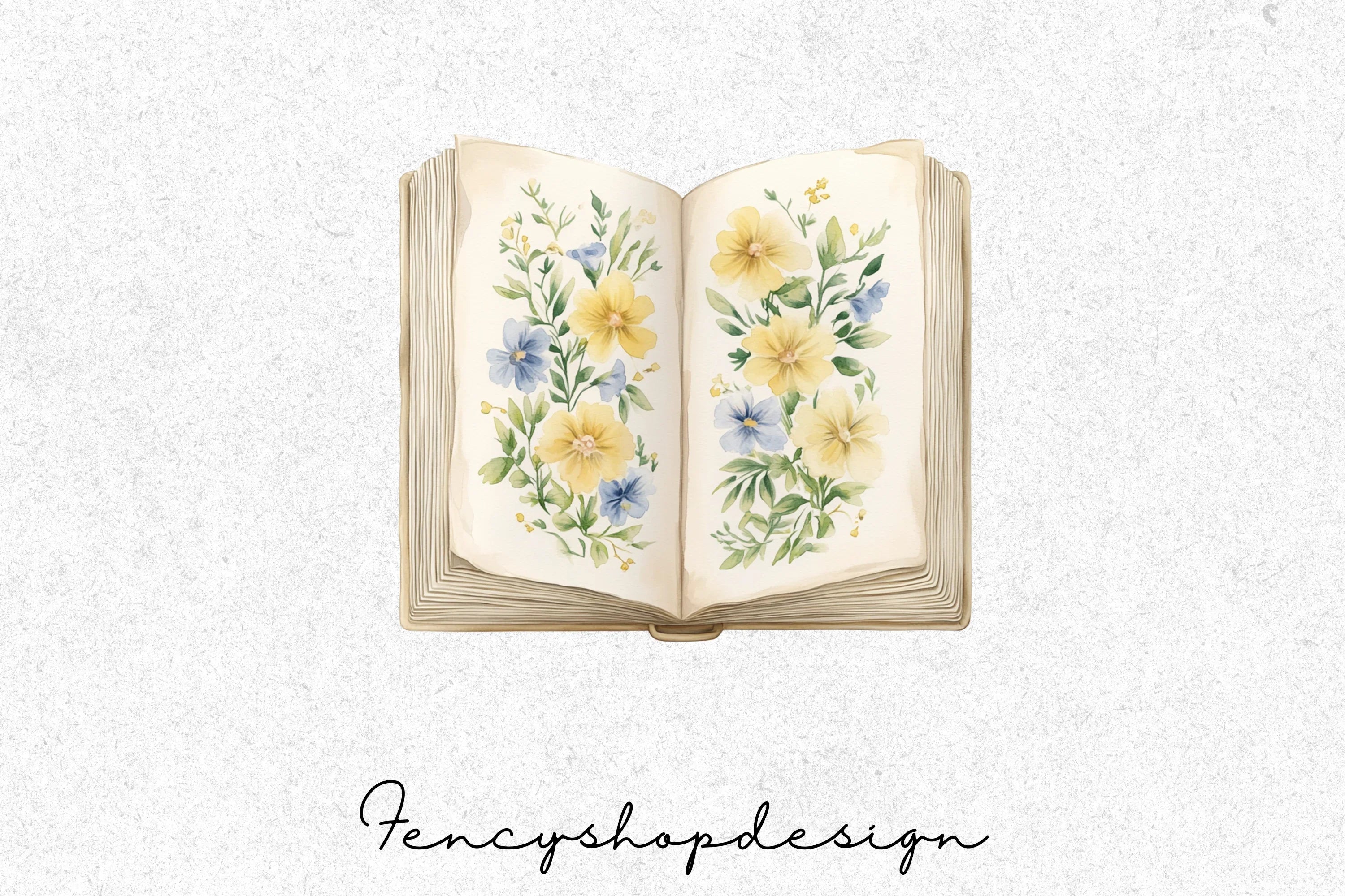 Vintage Floral Books Clipart Bundle