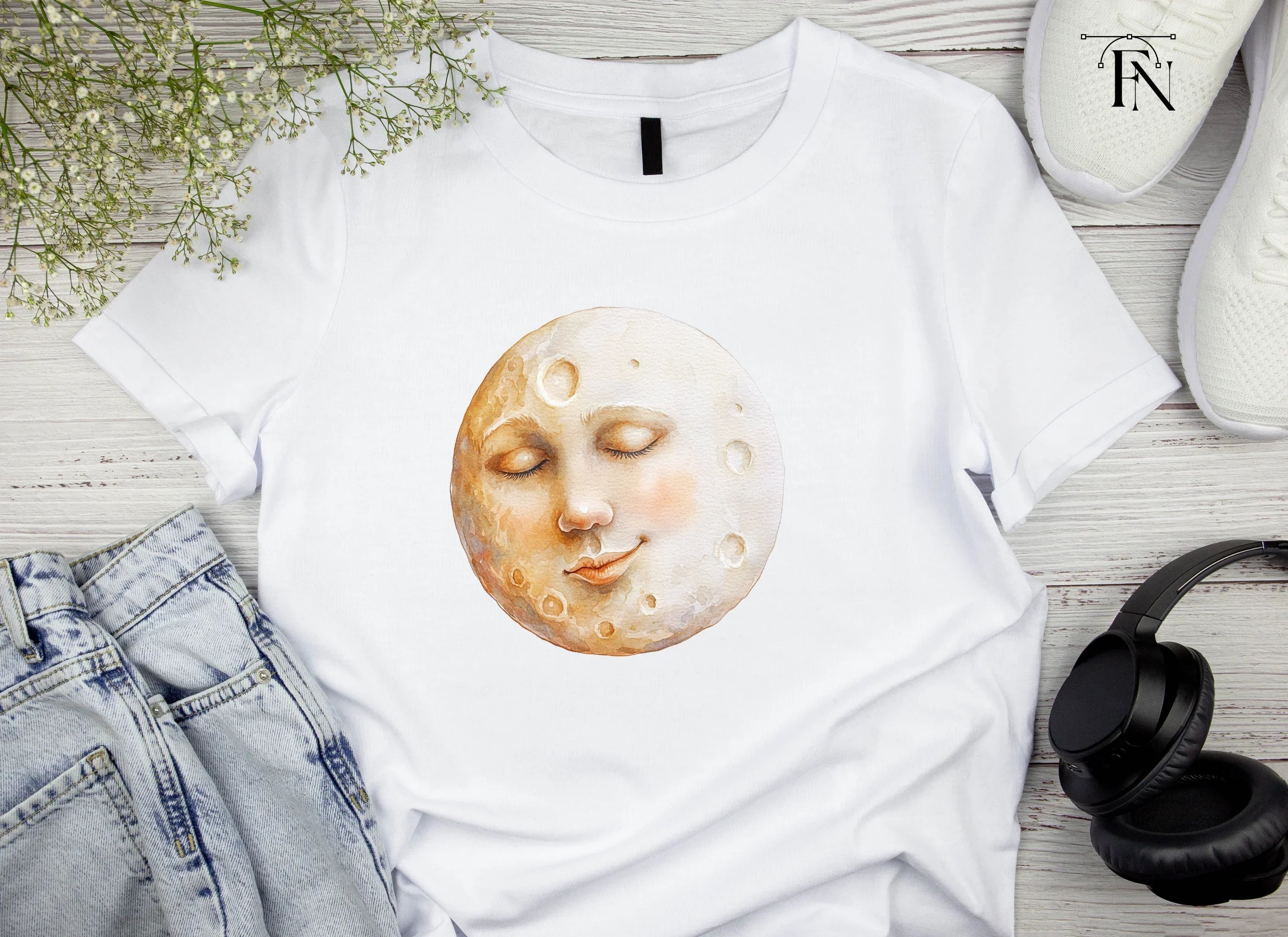 Sleeping Moon Face Clipart Bundle