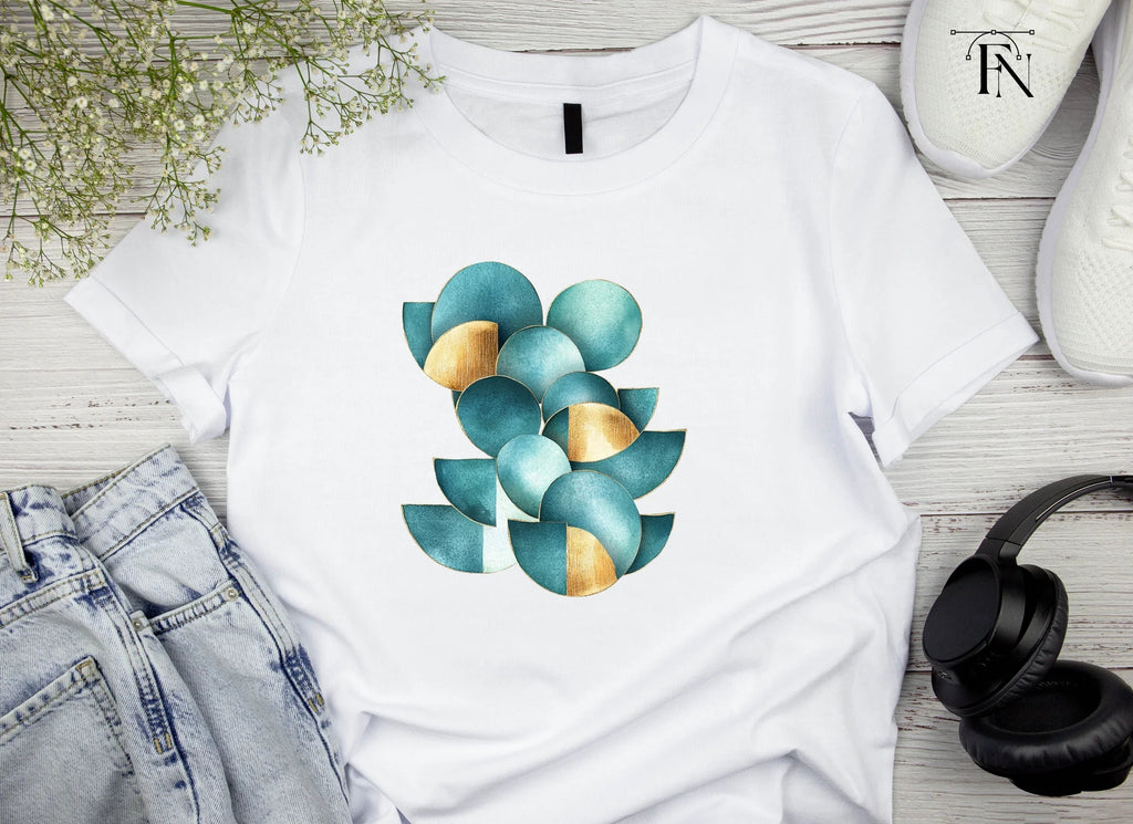 Geometric Teal Gold Abstract Clipart Bundle